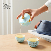 Margolon kung fu tea set cloud a pot of two cups of enamel color glazed porcelain portable travel teapot tea cup set