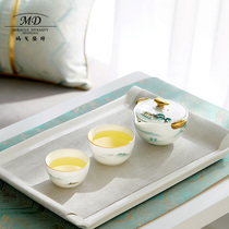 Margolonte Kung Fu Tea Set Bone China West Lake Feast Portable Travel Pack Chinese Teapot Cup Set