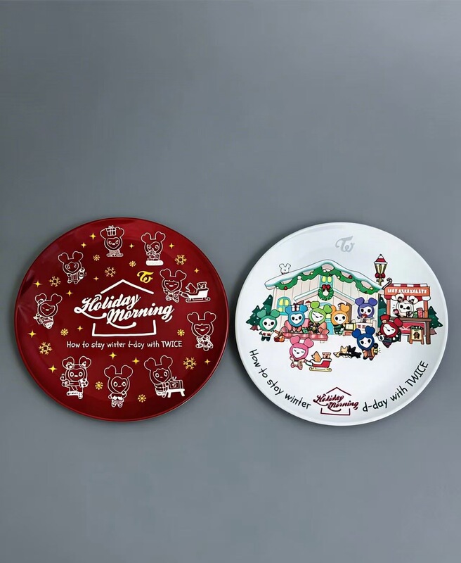 Korean Girl Group Twice Winter Pop-Up Cartoon Character Collaboration Plate Made of Melamine Plastic for Fruit and Cake