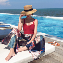 Beach set womens trousers beach pants Beach beach resort bohemian wide leg pants