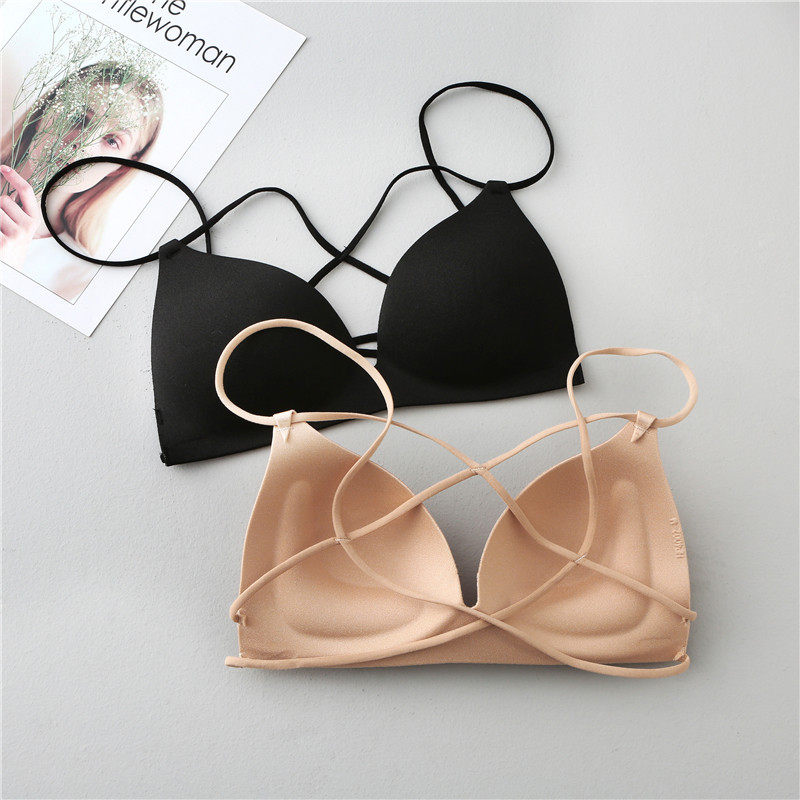 No Steel Ring Beauty Back Underwear Bra Woman Summer Thin large breasted with small black white harness Vest Invisible Bra