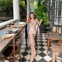 Small man Sanya beach skirt super fairy holiday skirt INS Super fire dress backless fishtail seaside skirt women