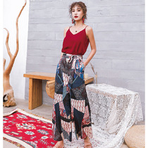 Seaside holiday set women Summer 2020 new camisole Bohemia wind beach wide leg pants two-piece set
