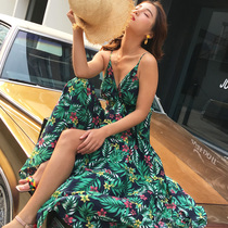 Bohemia long dress beach dress women Summer 2020 new Thailand seaside resort dress Beach suspender dress
