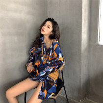Snowspun Long Sleeve Vintage Blouse Shirt Woman Harbor Taste Blouse Summer Design Feeling Loose of Lazy Wind Medium Long Jacket Tide