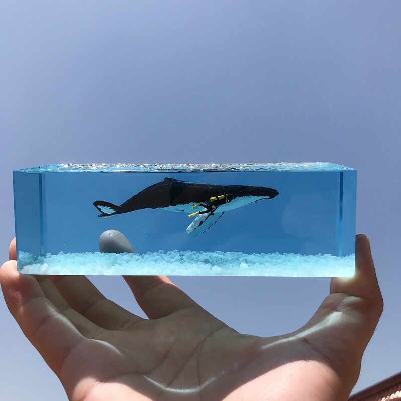 Ocean Whale Resin Ornaments Humpback Whale Epoxy Craft Modern Home Car Decoration Creative Birthday Gift