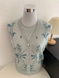 Knitted cardigan jacket mom ພາກຮຽນ spring ແລະດູໃບໄມ້ລົ່ນປີ 2024 ແມ່ຍິງໄວກາງແລະຜູ້ສູງອາຍຸໃຫມ່ພາກຮຽນ spring ແລະ summer ເສື້ອທີເຊີດແຂນສັ້ນແຂນສັ້ນສອງສ່ວນເທິງ