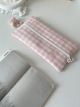 (Handmade by Xiaoba) Homemade large-capacity pencil case pink bow exquisite pencil case storage bag