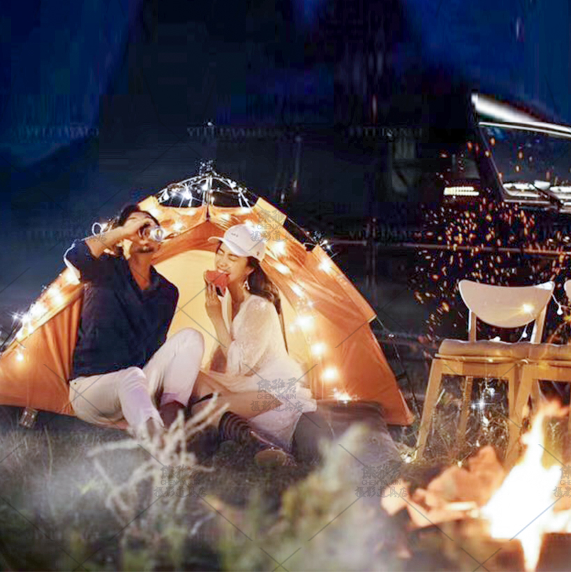 New Wedding Dress Exterior View Brigade Pat Outdoor Props Tent Photos of the Night Jingsen Department Subject Ji Real Wind Filming Tent