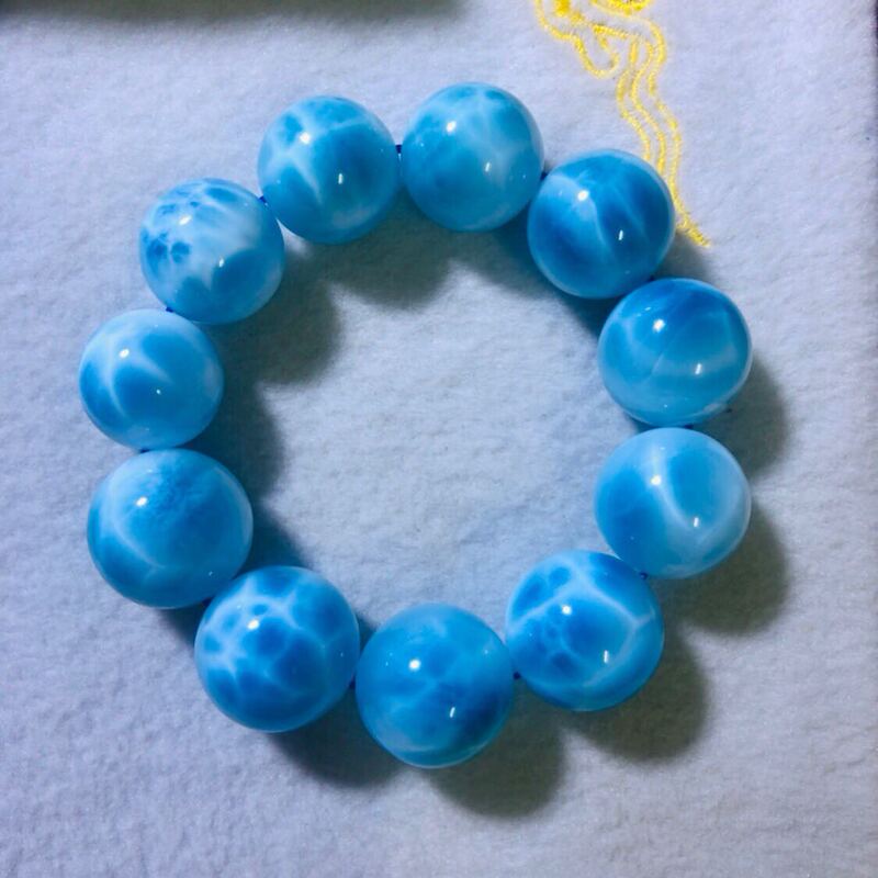 Natural Sea-Pattern Stone High Ice Blue Family Portrait Bracelet Sky Blue 18mm Dominican Larimar Round Beads Loose Stone Natural Sea-Pattern Stone High Ice Blue Family Portrait Bracelet Sky Blue 18mm Dominican Larimar Round Beads Loose Stone