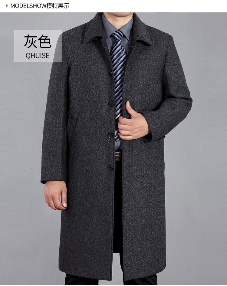 Người đàn ông trung niên áo khoác qua đầu gối dài bằng len cashmere áo khoác dày áo gió mùa đông áo gió nam đẹp