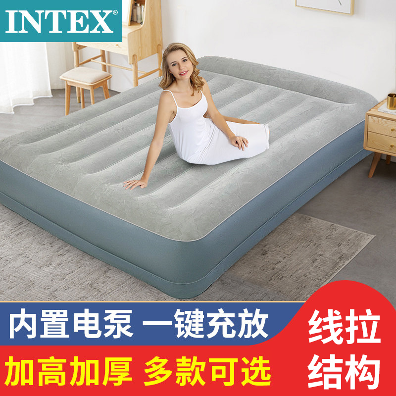 intex pillow inflatable bed home single double plus high cushion bed outdoor lunch break floor folding portable bed