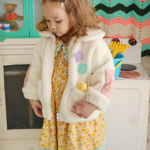 Spot Hao Bao Ma Korea Tong Clothing Winter Amber Ocean Fashion Girl Turning on fur Fur Zipper Jacket