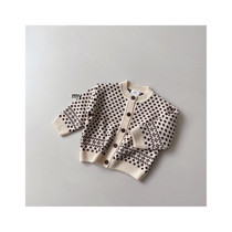 Spot Hao Bao Ma Korean childrens clothing Import foreign air retro feel full of Japanese tone Hue Jacquard Knit Cardigan
