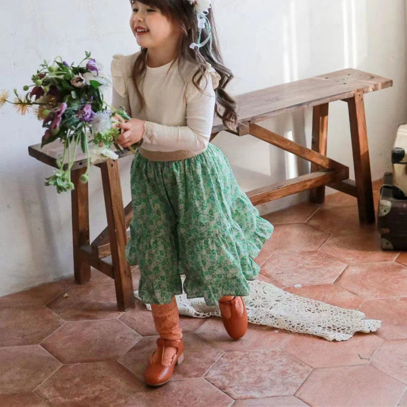 Spot Haobaoma Korean children's clothing imported 2022 spring new holiday rural style girl's floral skirt