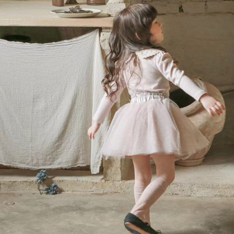 Spot Haobaoma Korean children's clothing spring new FLO little princess sweet fan all-match bright sparkling fluffy skirt