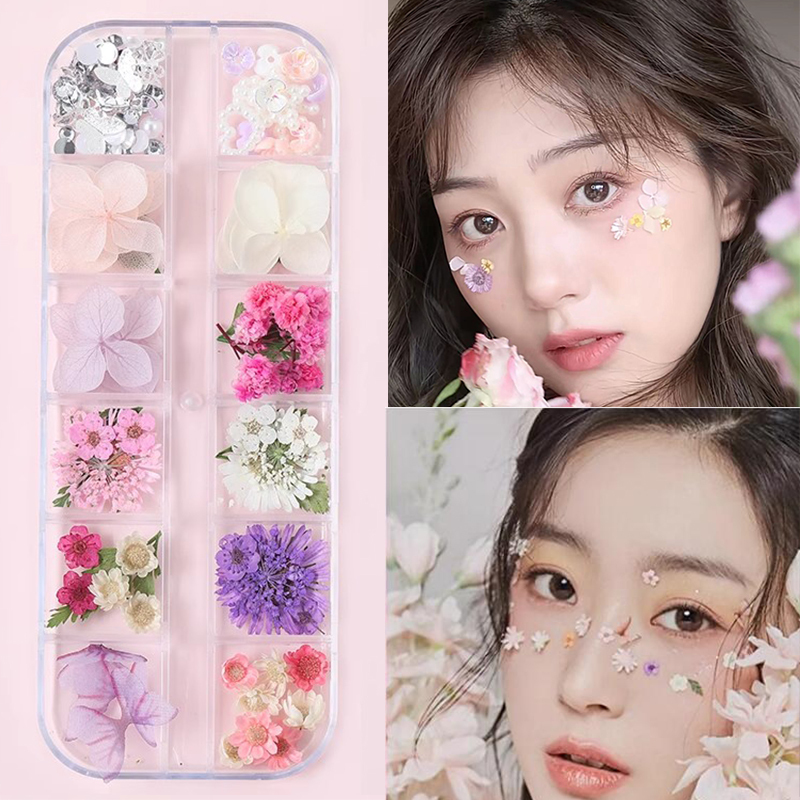 Dried Flower Face Stickers, Facial Makeup Accessories, Butterfly Makeup, Photo Studio Eye Makeup, Forest Style Small Daisies Dried Flower Face Stickers, Facial Makeup Accessories, Butterfly Makeup, Photo Studio Eye Makeup, Forest Style Small Daisies