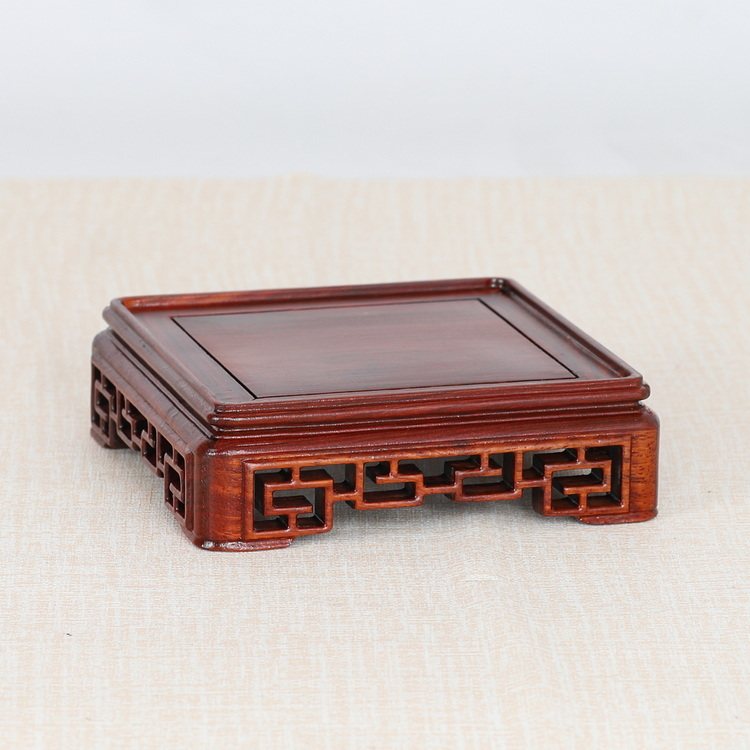 Red Sandalwood Carved Handicraft Pendulum Decorated Wooden jade handlebar piece Purple Sand Pot Seal Positive Square Red Wood Base