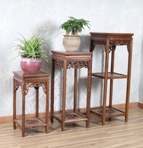 Chicken Wings Wood Flower Racks Modern New Chinese Square Living Room Red Wood Bonsai Rack Fish Vase Solid Wood Base Flowers a few