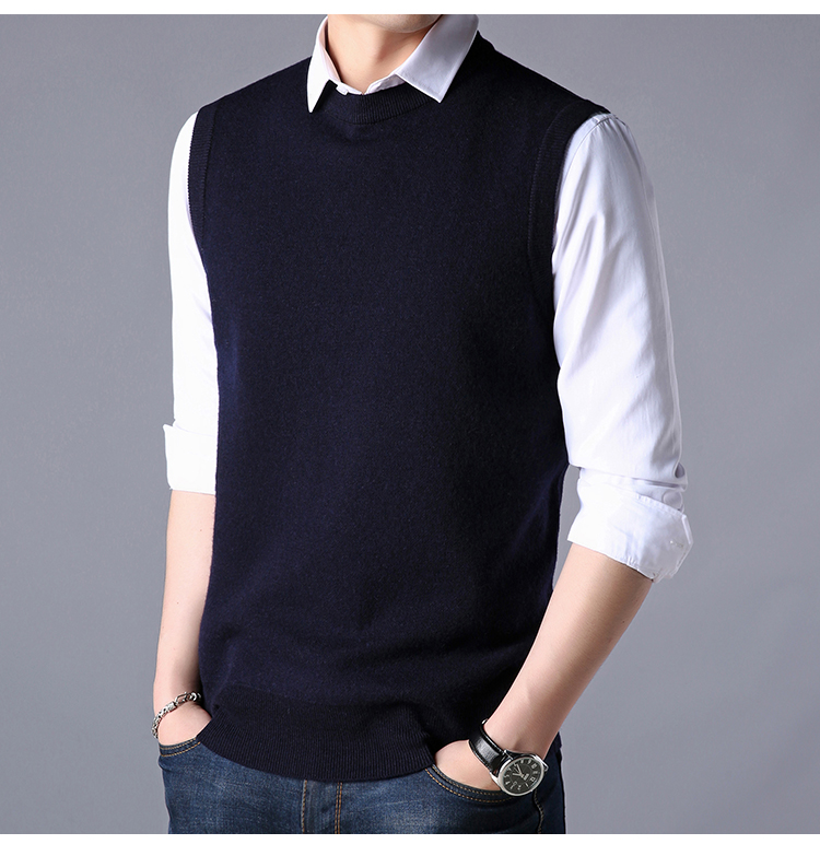 Mùa thu và mùa đông áo len nam cổ tròn cashmere áo tay áo len tay áo len nam vest giản dị áo len không tay
