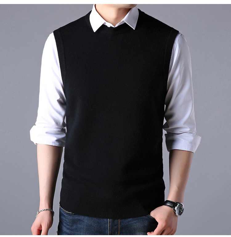 Mùa thu và mùa đông áo len nam cổ tròn cashmere áo tay áo len tay áo len nam vest giản dị áo len không tay