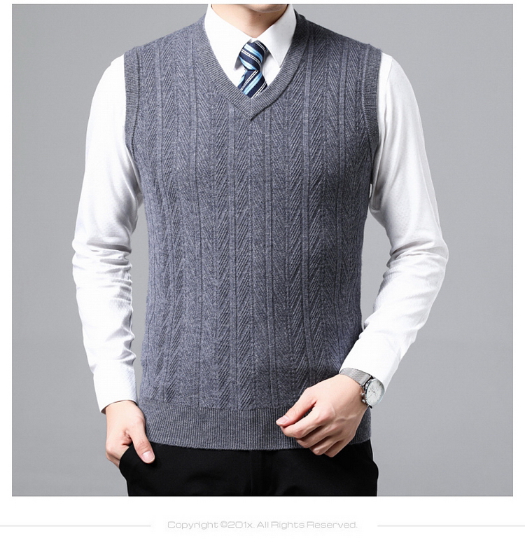 Áo len nam cổ chữ V cashmere cổ áo cha trung niên tải mùa thu và mùa đông mẫu áo len dệt kim áo len cashmere khoác len mỏng
