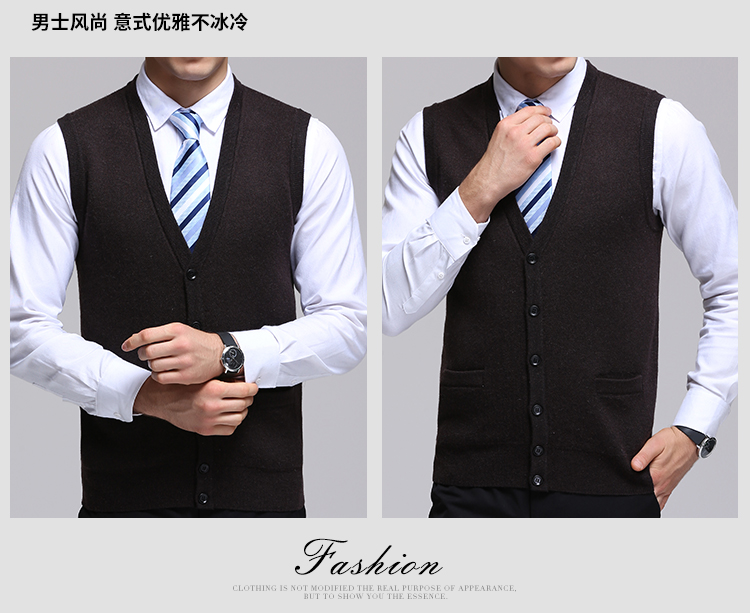 Mùa thu và mùa đông áo len mới nam ấm áp Ordos thành phố không tay đan áo len đan vai cashmere áo khoác len dáng dài hàn quốc