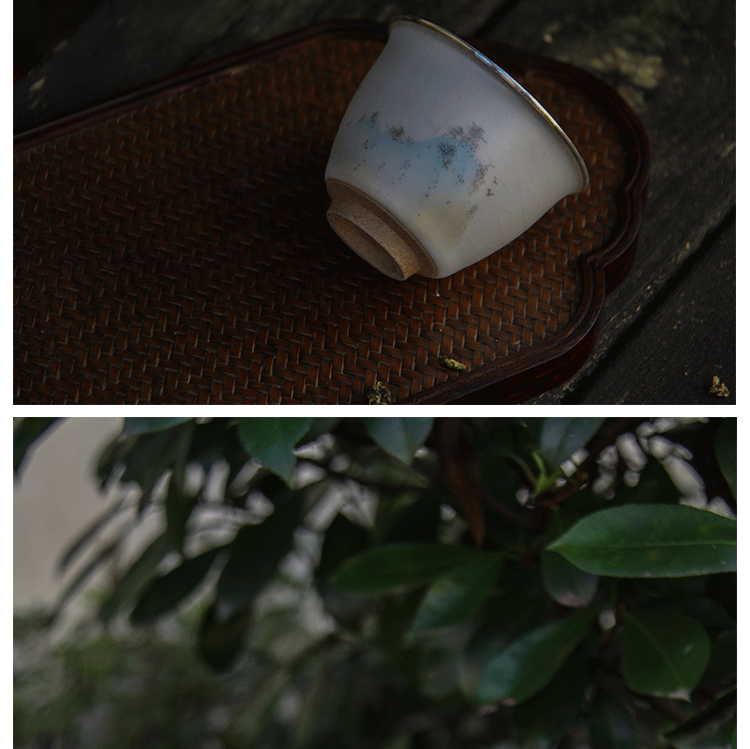 手工包銀杯999純銀主人杯單杯品茗杯景德鎮陶瓷銀茶杯山水銀杯子|茶杯