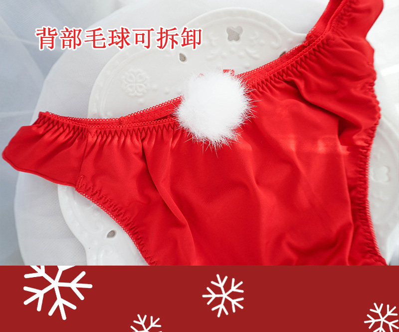Bra Red Christmas Christmas Celemony Day Soft Girl Hair Ball Triangle No Trace Thoải mái Ngủ No Steel Circle Bra Set áo lót tạo khe