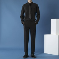 Черные штаны, рубашка, галстук