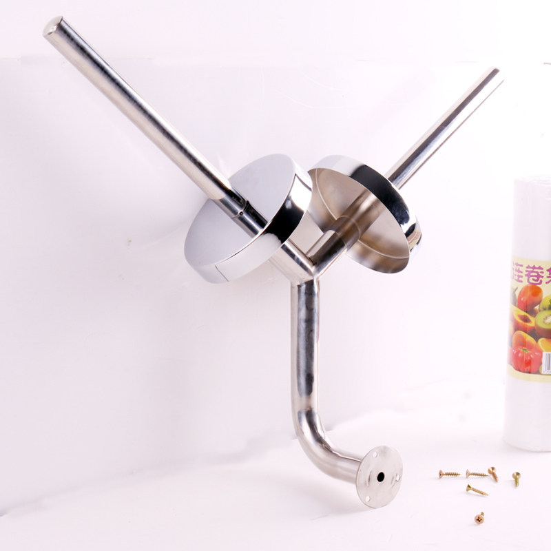 Supermarket even roll bag bracket double-head hanging shelf loose floor stainless steel elbow two-way floor single-head bag rack