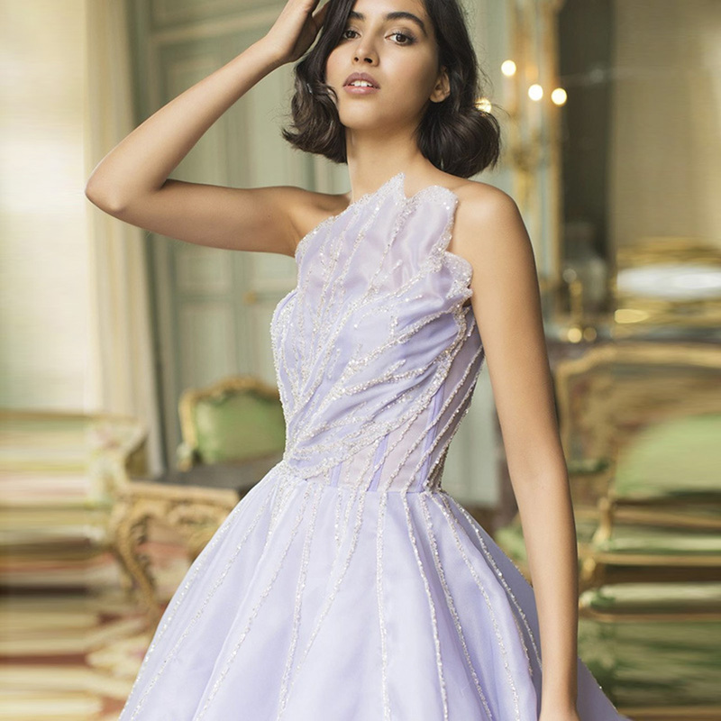 Baby's Same Style Dress, Violet Strapless Dress for Art Exam, Banquet, Coming-Of-Age Ceremony, Host, Bride, Toast, Engagement Dress Ss247