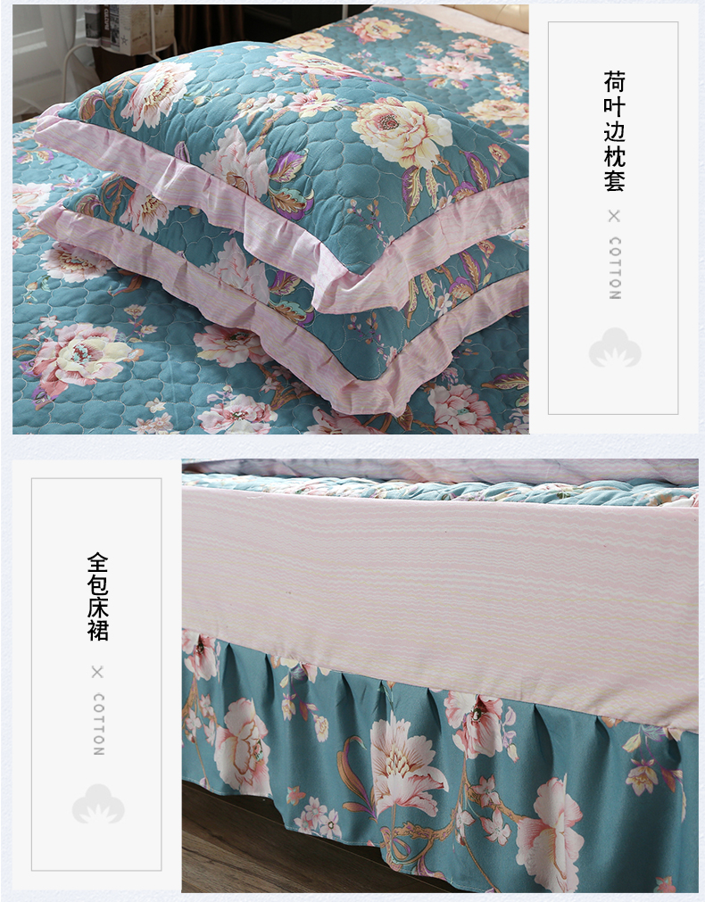 Net đỏ in cotton nguyên chất cotton dày ấm áp ấm áp chăn ga gối 1.5 / 1.8 chăn bông giường bốn bộ bộ chăn ga gối đệm cute
