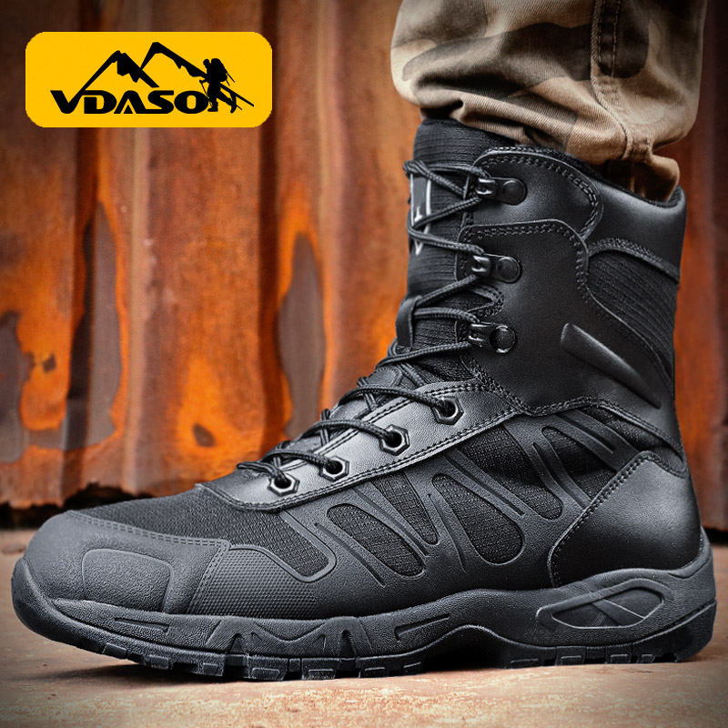 Outdoor Mountain Hiking Shoes Tall Leather Men's Slip-resistant Combat Boots Lightweight Training Shoes Magnum Marine Combat Boots