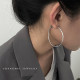 Pure silver temperament hoop earrings for women 2024 new hot style high-end autumn and winter gold large plain hoop earrings