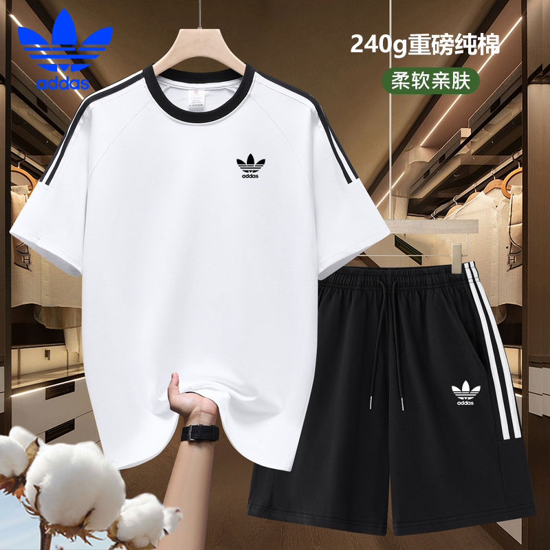 Clover Set for Men 2026 New Style Pure Cotton Short-Sleeve Shorts Summer Thin Breathable Casual Sports Two-Piece Trendy Set