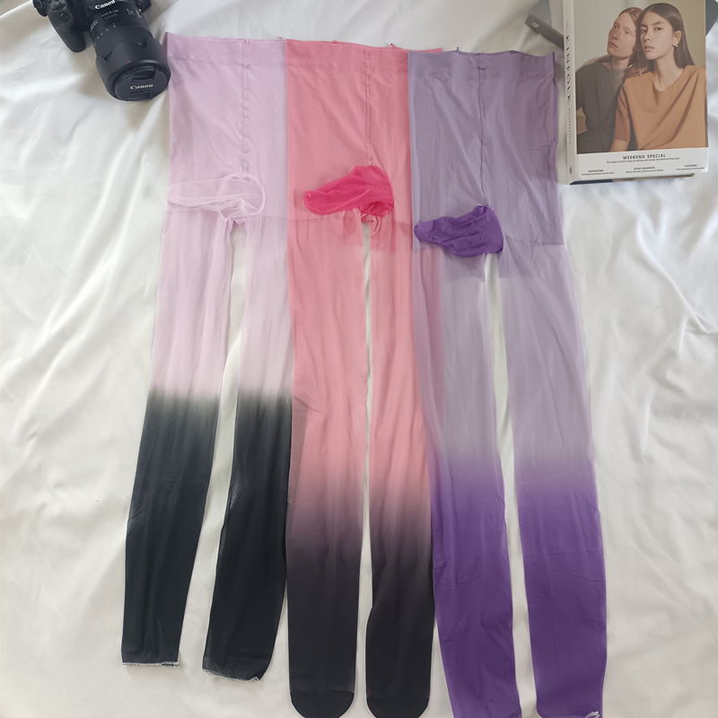 Gradient Color Stockings for Men, 9-Point Ultra-Thin Transparent Colorful Stockings, Can Be Cut as Needed, Anti-Snag, Anti-Slip, 9-Point Length