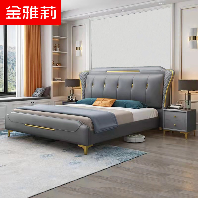 Light Extravagant Net Red Software Bed Double Man Bed Master Bedroom Wedding Bed Waterproof Tech Bunk Bed 1 8 m 1 5m Storage Large Bed 