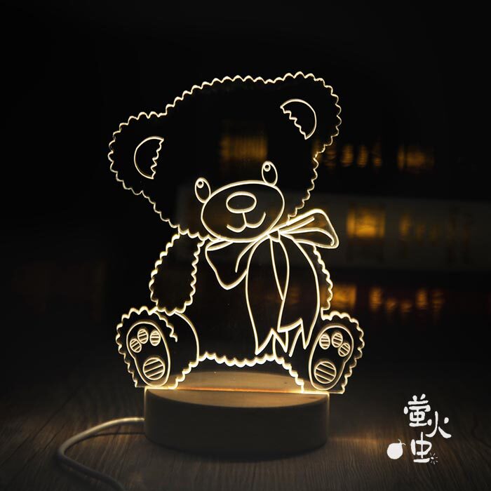 ins Girl heart Teddy Bear Creative DIY Lettering Small night light Bedroom cute LED Table lamp Sleep up night children