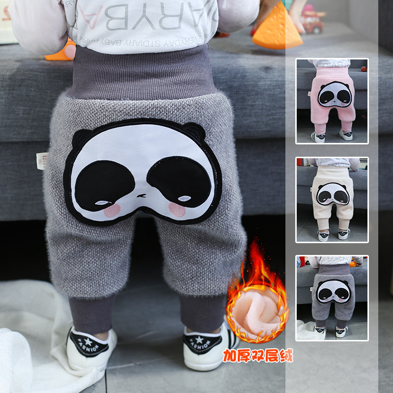 Baby plus trousers big ass pants male and female baby trousers fall winter dress boys high waist belly care large pp warm pants