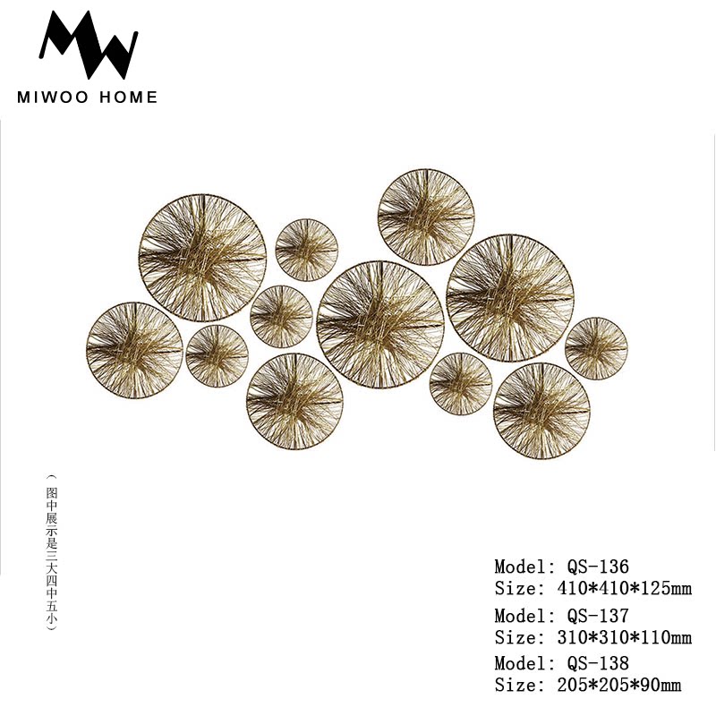 Post-modern light luxury hotel lobby hanging creative stainless steel pure copper living room round gold jade swim decoration decoration