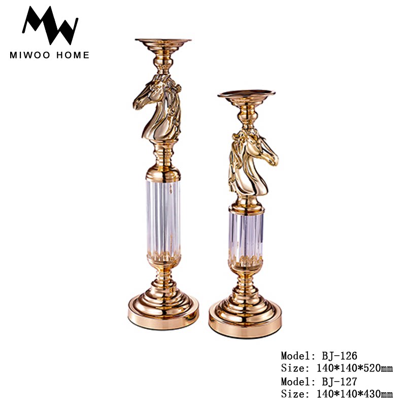 American luxury clothing store windproof lamp decoration light luxury postmodern model room fireplace dining table metal candlestick ornaments