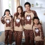 Mùa xuân và mùa thu Cotton Kích thước lớn Tay áo dài Cha mẹ Phim hoạt hình Mẹ và con Nữ Quần áo gia đình Nam và nữ Cặp đôi Dịch vụ tại nhà bộ nhung dễ thương Hàn Quốc