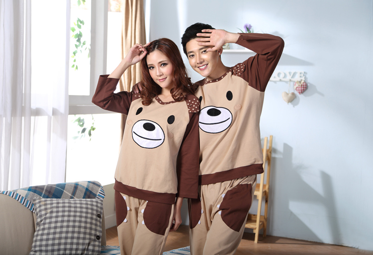 Mùa xuân và mùa thu Cotton Kích thước lớn Tay áo dài Cha mẹ Phim hoạt hình Mẹ và con Nữ Quần áo gia đình Nam và nữ Cặp đôi Dịch vụ tại nhà đồ bộ bé gái