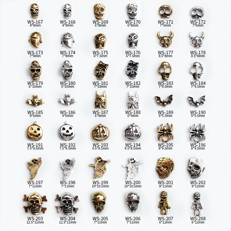 Crazy Halloween Retro Skull Batman Nail Art Accessories New Pumpkin Ghost Spider Nail Decoration