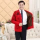 Quần áo mùa đông của cha cộng với áo len dày nhung nam trung niên và người lớn màu đỏ phù hộ Tang phù hợp với áo len dệt kim cộng với phân bón - Áo len