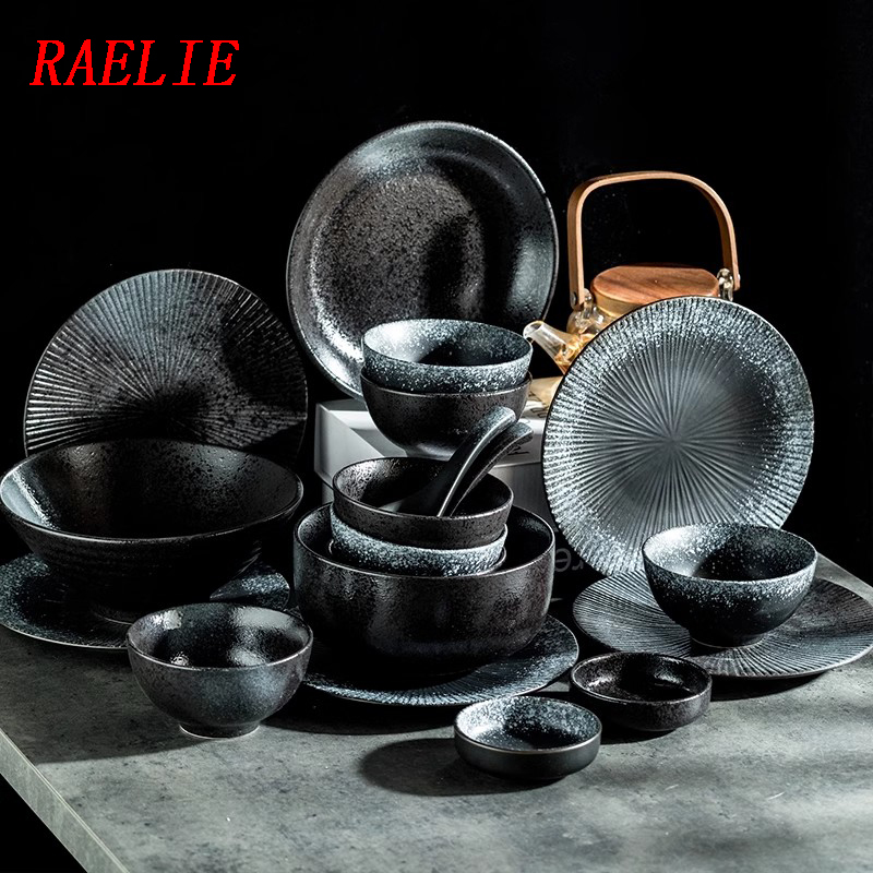 Raelie Light Luxury Tableware Set for Home Use, Japanese Style, High-End Feel, New Bowl and Plate Set, Plates, Bowls, Chopsticks, Ceramic Bowls
