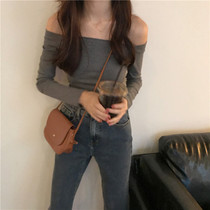 Spring and summer 2022 new internet red ins sexy lined 100 lap pure color Skinder with slim long sleeve T-shirt with female damp