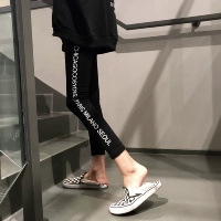 Quần lọt khe nữ 2018 Xuân-Thu Mới Phong cách Harajuku In chữ Wild Thin Casual Nine Foot Quần quần nữ cho người béo