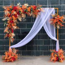 New wedding props stage background decorative door wrought iron cherry blossom arch golden flower stand wedding square European door